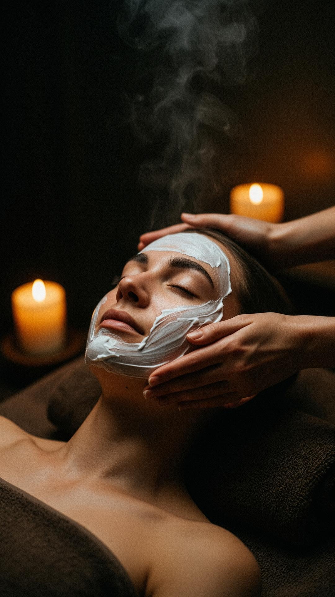 A facial in candlelight